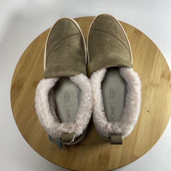 Toms Paxton Slip On Shoes Brown Suede Sherpa Lined Women’s SZ 7.5 - Picture 5 of 9